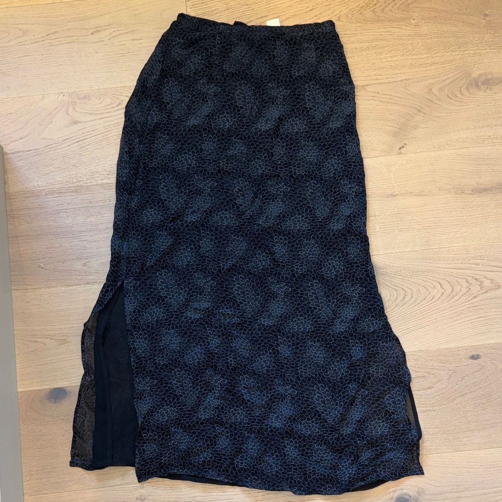 Merona Black Patterned Maxi Skirt